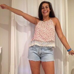 Flower and Lace Crop Top